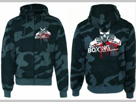 BOXING - Attack and Defense hrubá maskáčová mikina na zips s kapucou vzor Nightcamo-Nočný maskáč "Splinter"